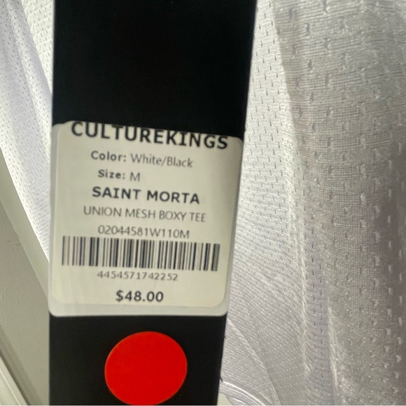 Saint Morta union mesh boxy tee. White/black - Picture 4 of 7